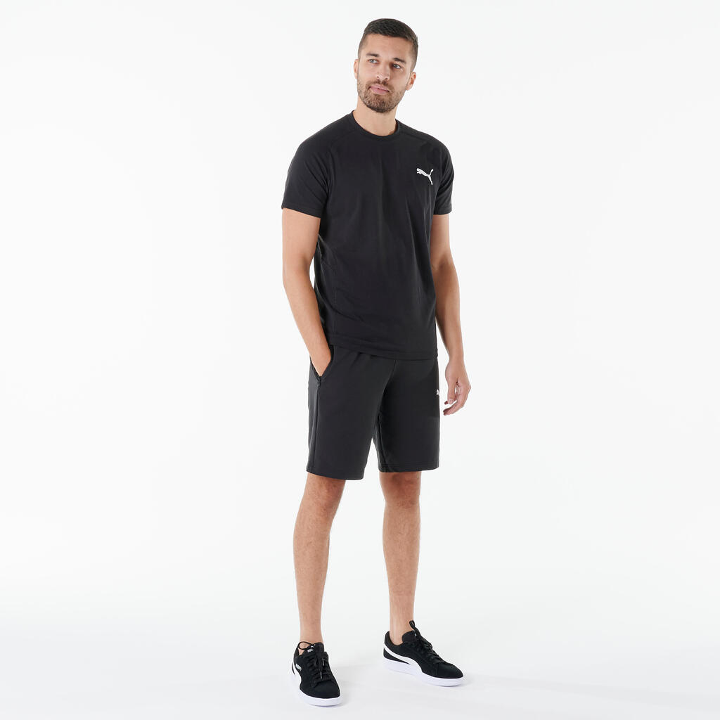 Men's Short-Sleeved Cotton Fitness T-Shirt - Black